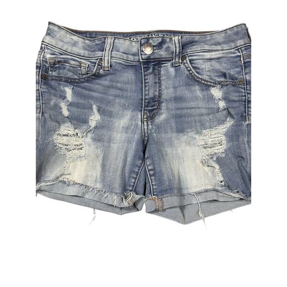 American Eagle Distressed Jean Shorts Super Super Stretch Size 10 - Picture 3 of 8